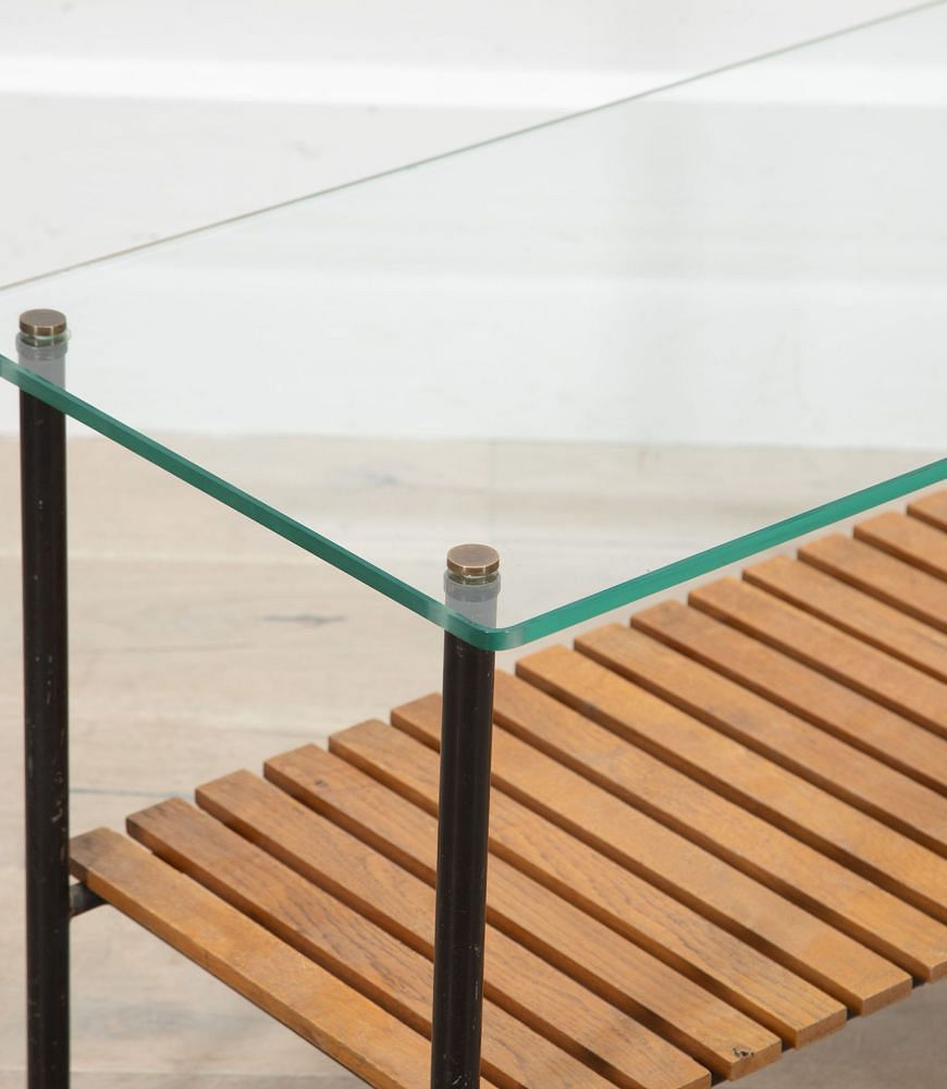 20th Century French Glass and Steel Table Attributed to René-Jean Caillette TA2935550