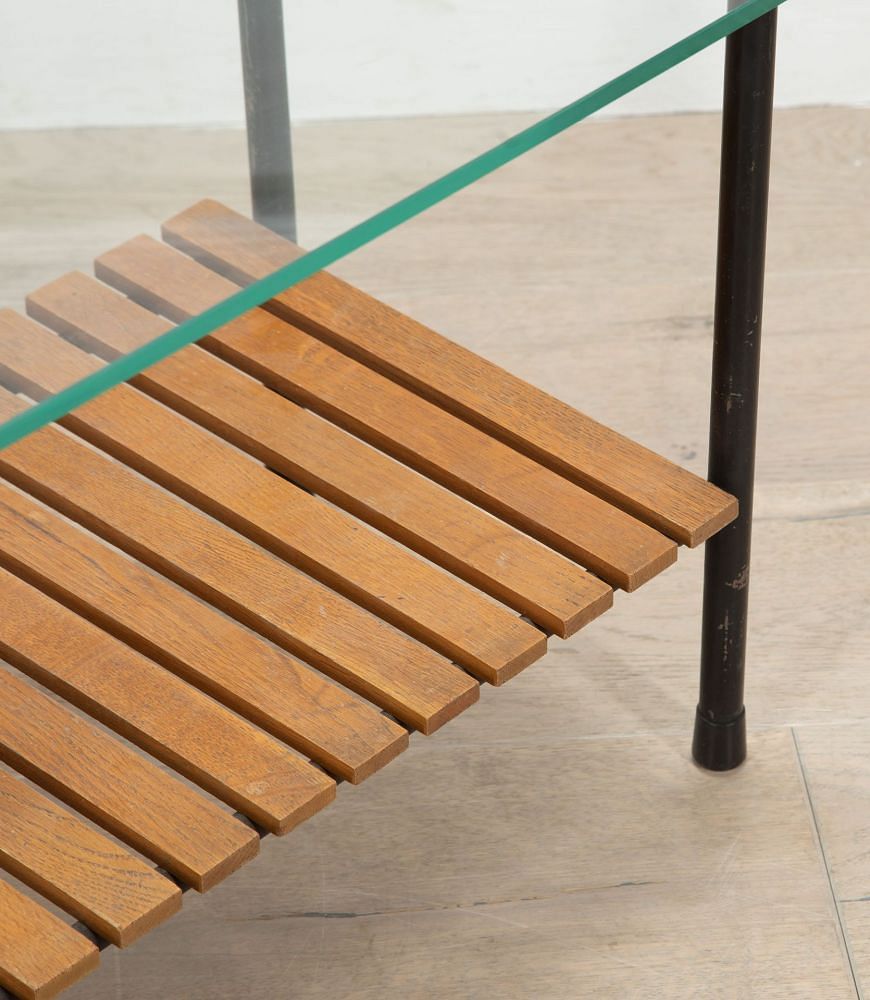 20th Century French Glass and Steel Table Attributed to René-Jean Caillette TA2935550