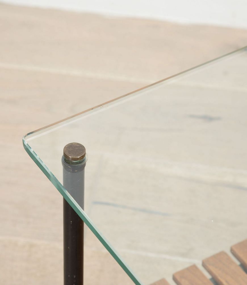 20th Century French Glass and Steel Table Attributed to René-Jean Caillette TA2935550