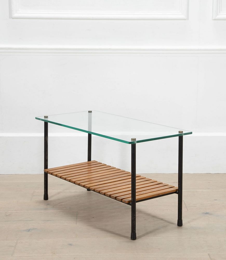 20th Century French Glass and Steel Table Attributed to René-Jean Caillette TA2935550