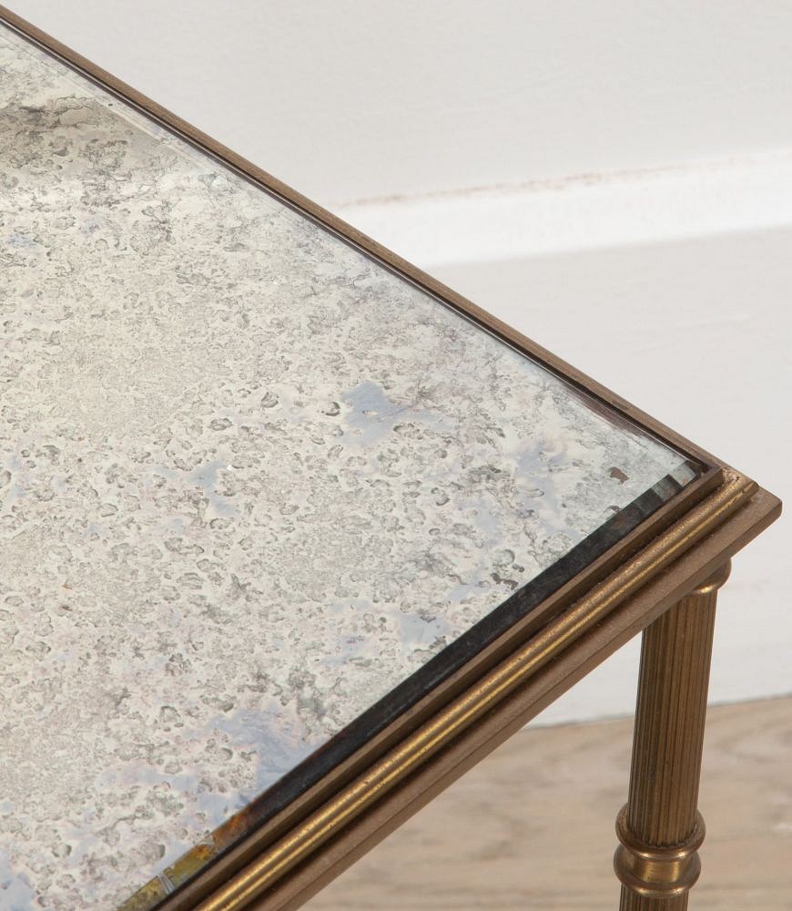 20th Century French Brass and Mirrored Side Table TA3038307