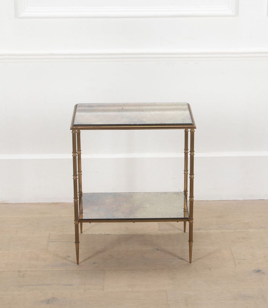 20th Century French Brass and Mirrored Side Table TA3038307