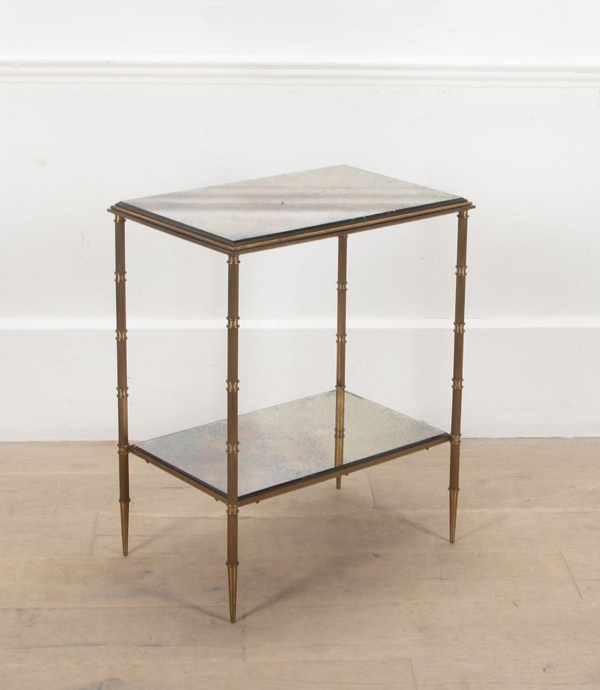 20th Century French Brass and Mirrored Side Table TA3038307