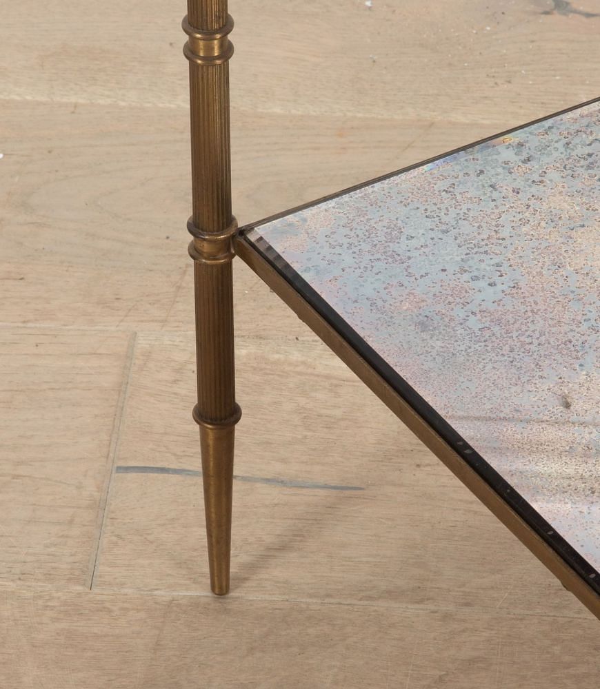20th Century French Brass and Mirrored Side Table TA3038307