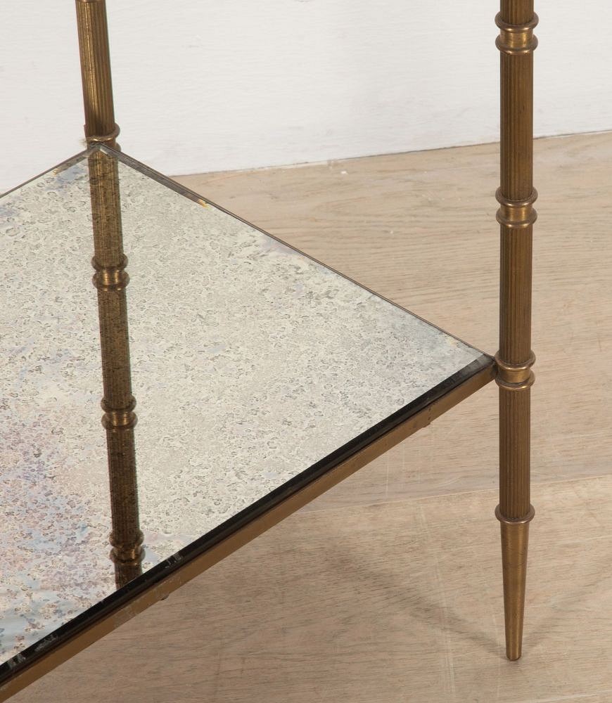 20th Century French Brass and Mirrored Side Table TA3038307