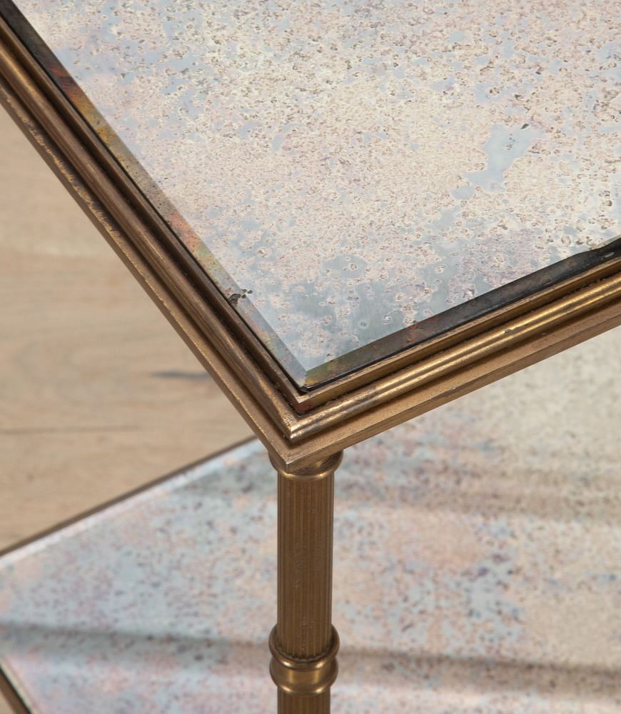 20th Century French Brass and Mirrored Side Table TA3038307
