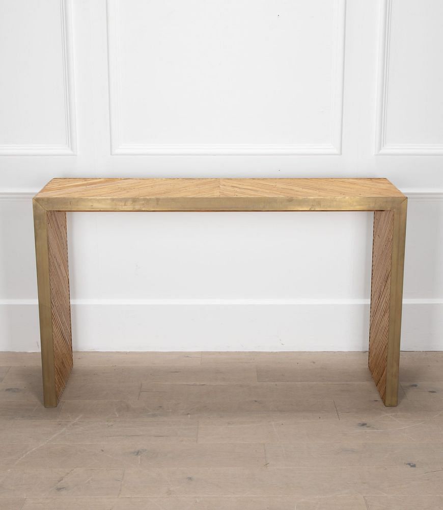 Contemporary Bamboo and Brass Console Table TA4635870