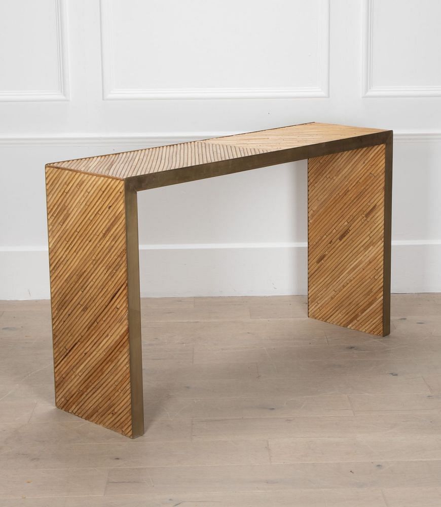Contemporary Bamboo and Brass Console Table TA4635870