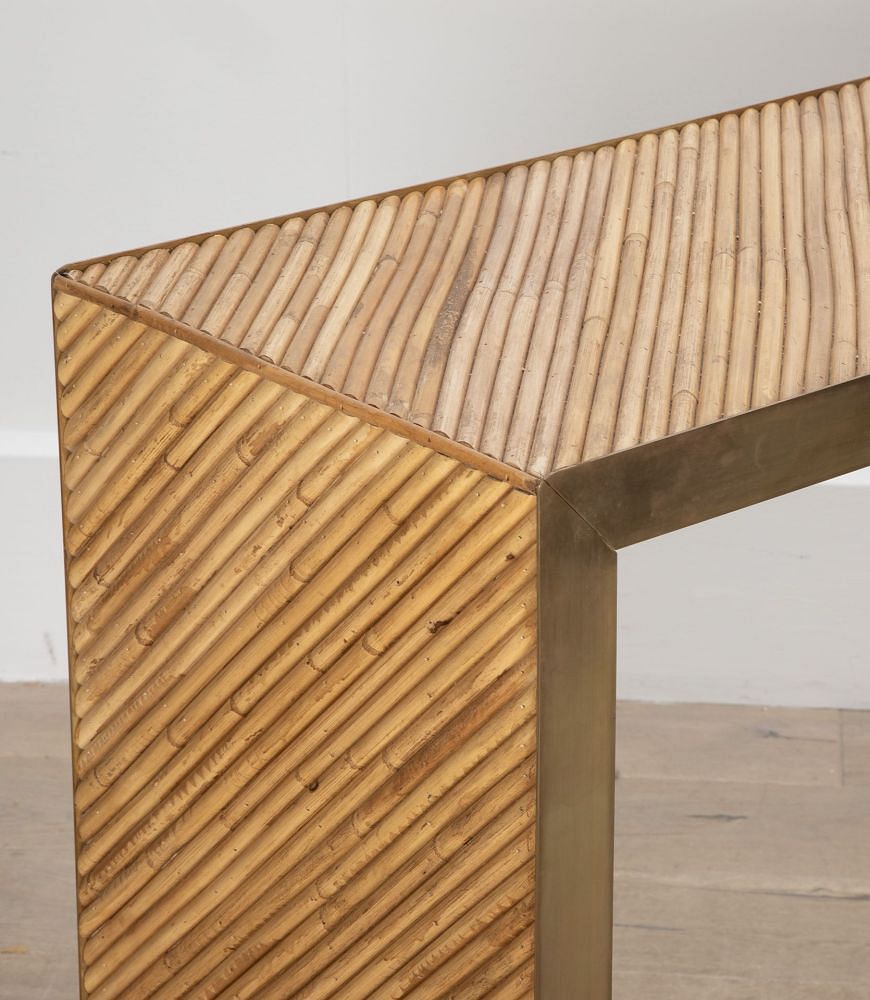 Contemporary Bamboo and Brass Console Table TA4635870