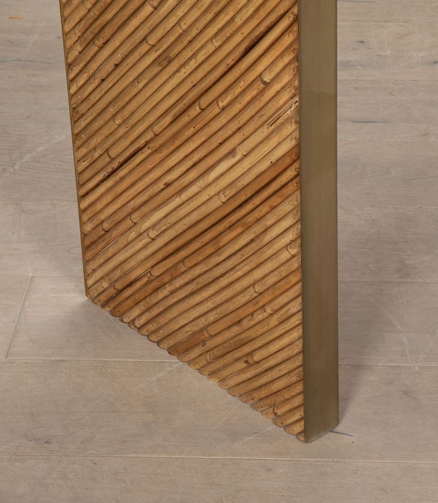 Contemporary Bamboo and Brass Console Table TA4635870