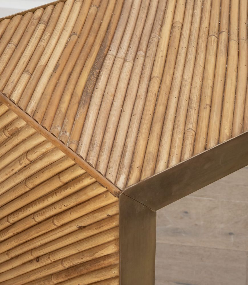 Contemporary Bamboo and Brass Console Table TA4635870