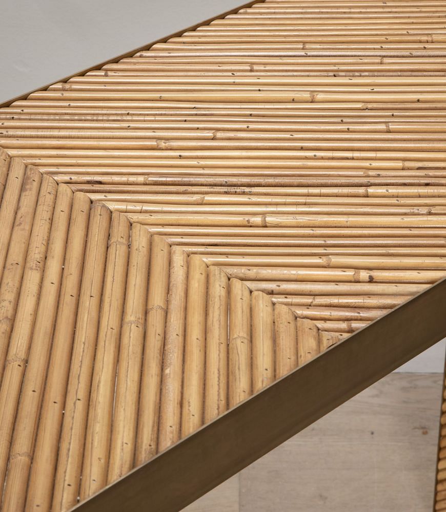 Contemporary Bamboo and Brass Console Table TA4635870