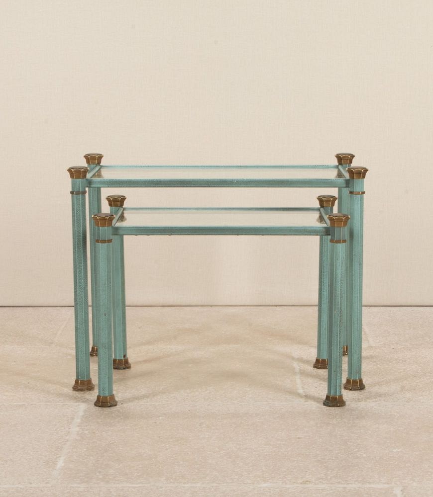 Pair of 20th Century Blue Metal Side Tables TC1843175