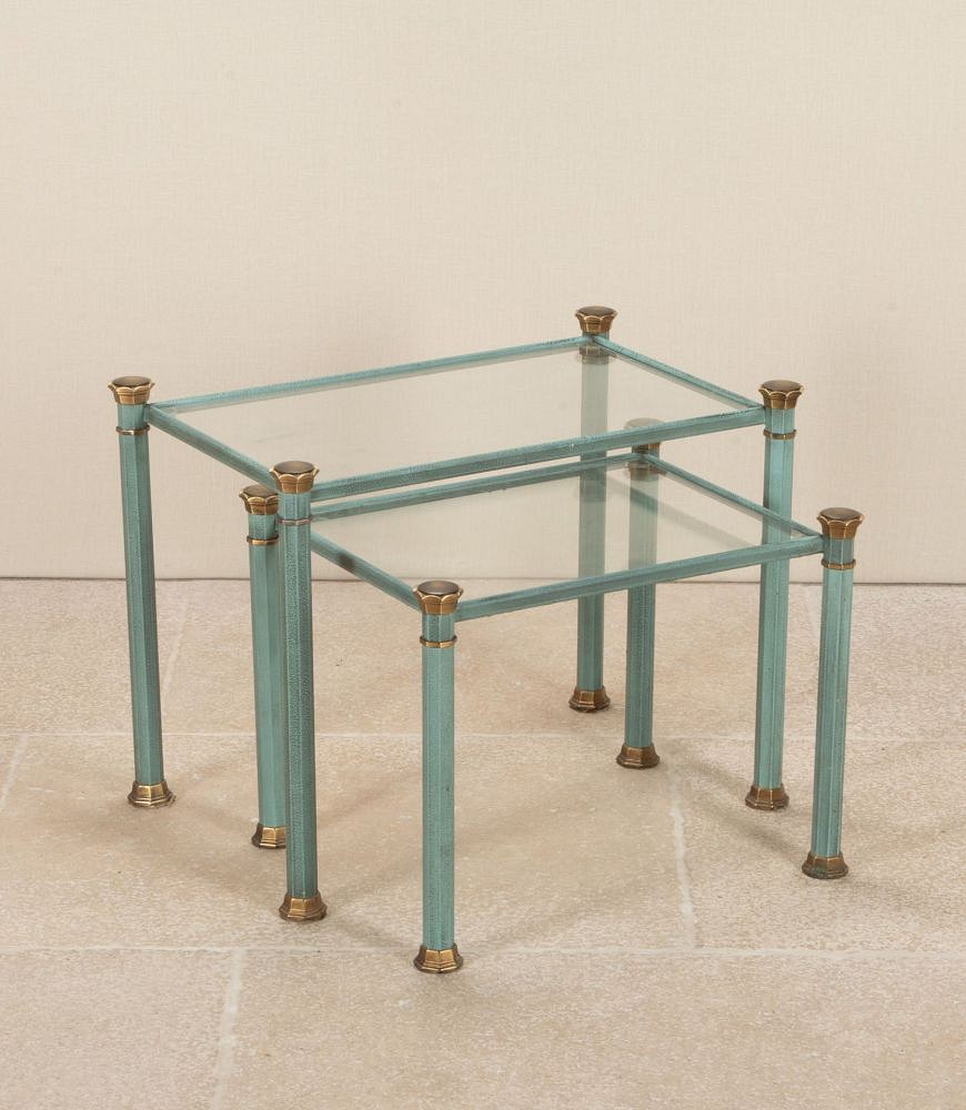 Pair of 20th Century Blue Metal Side Tables TC1843175