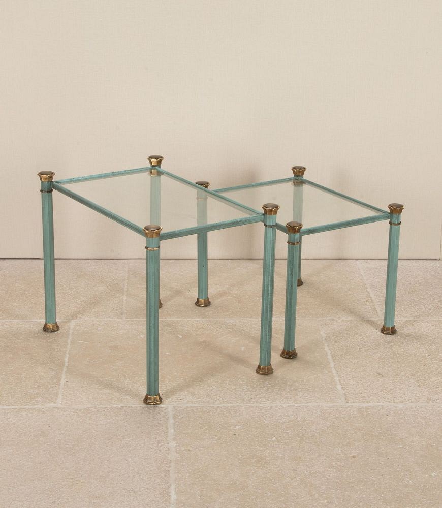 Pair of 20th Century Blue Metal Side Tables TC1843175