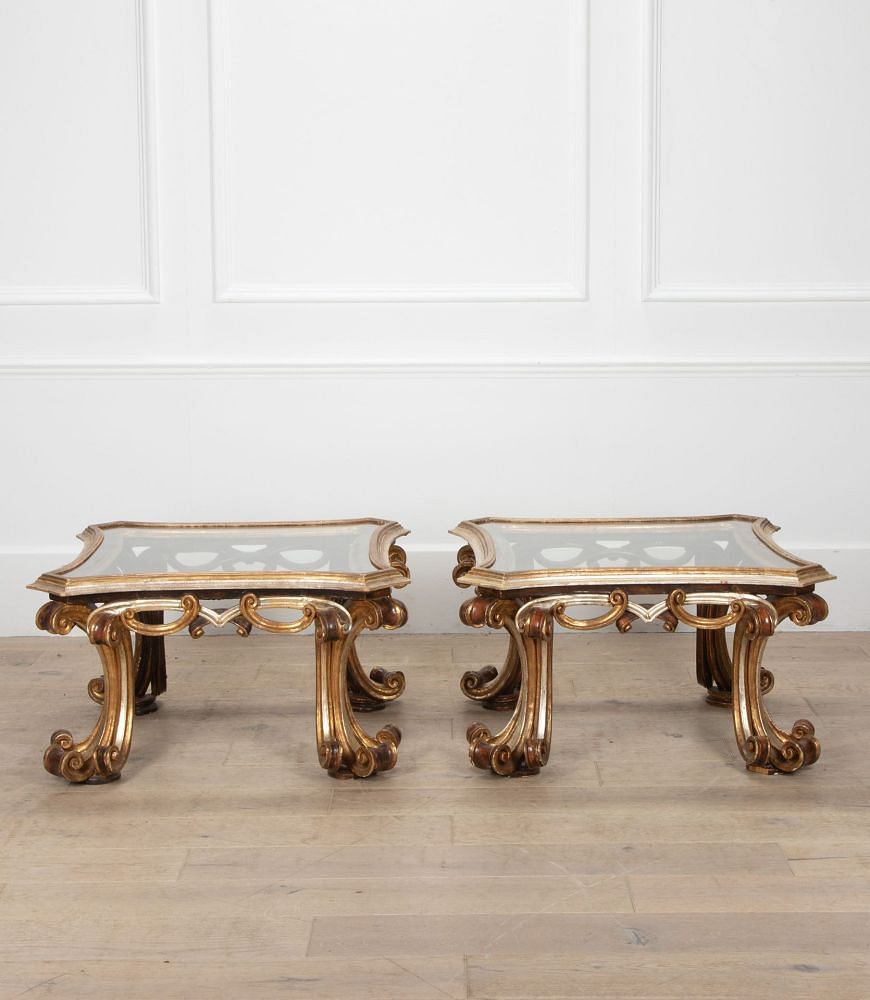 Pair of Spanish 20th Century Gold and Silver Gilt Occasional Tables TC5239416