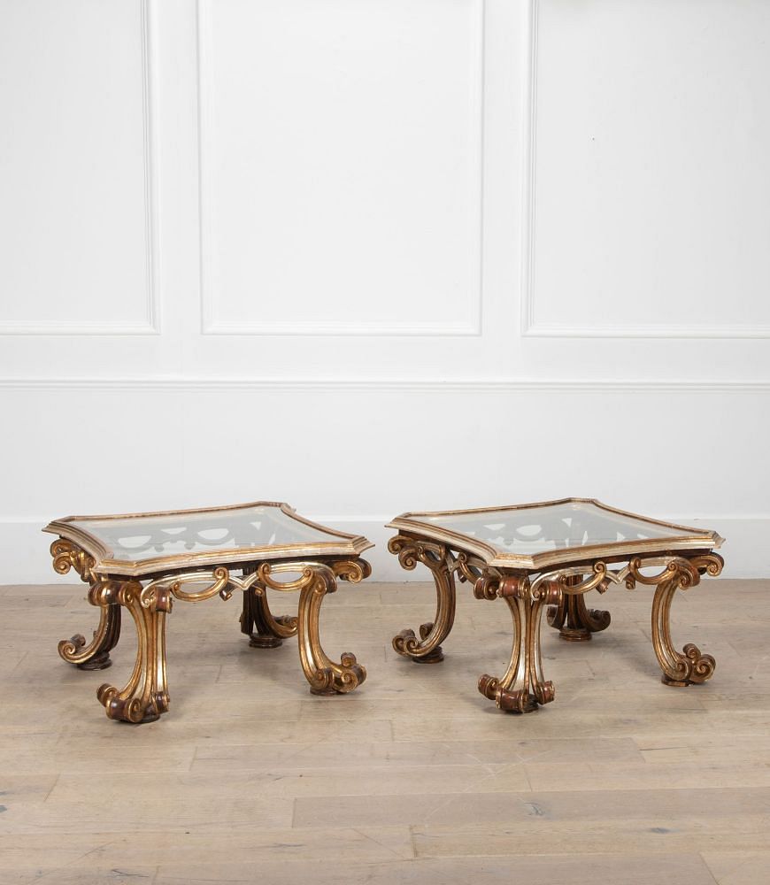 Pair of Spanish 20th Century Gold and Silver Gilt Occasional Tables TC5239416