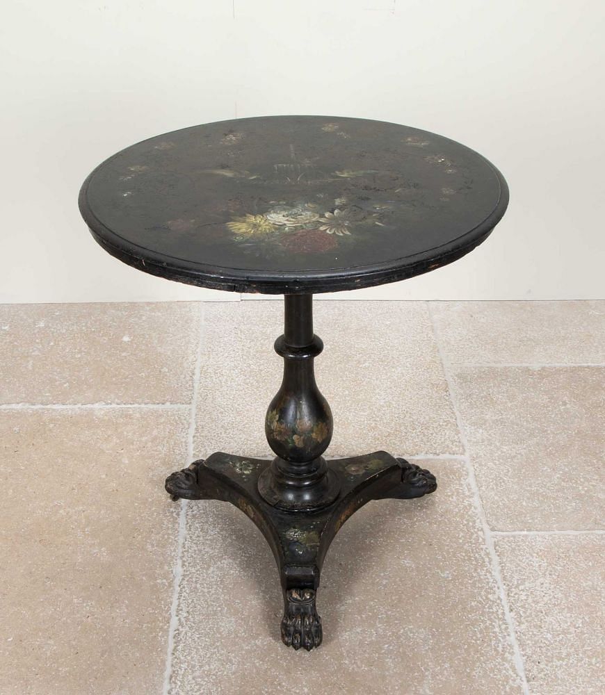 Early 19th Century Painted Slate Japanned Pontypool Table TC6542566