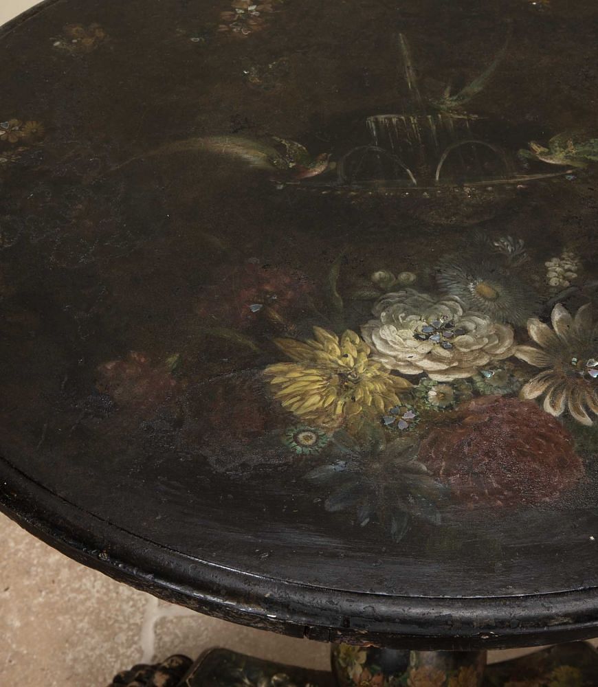 Early 19th Century Painted Slate Japanned Pontypool Table TC6542566