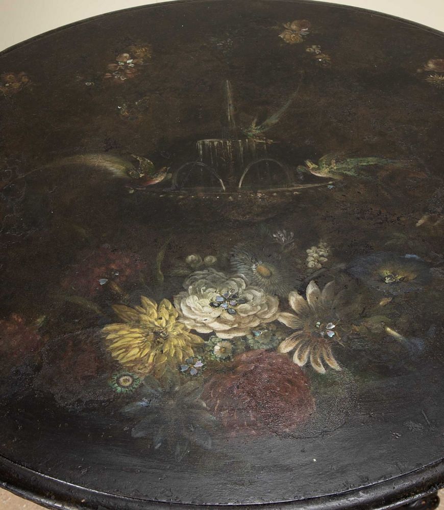 Early 19th Century Painted Slate Japanned Pontypool Table TC6542566