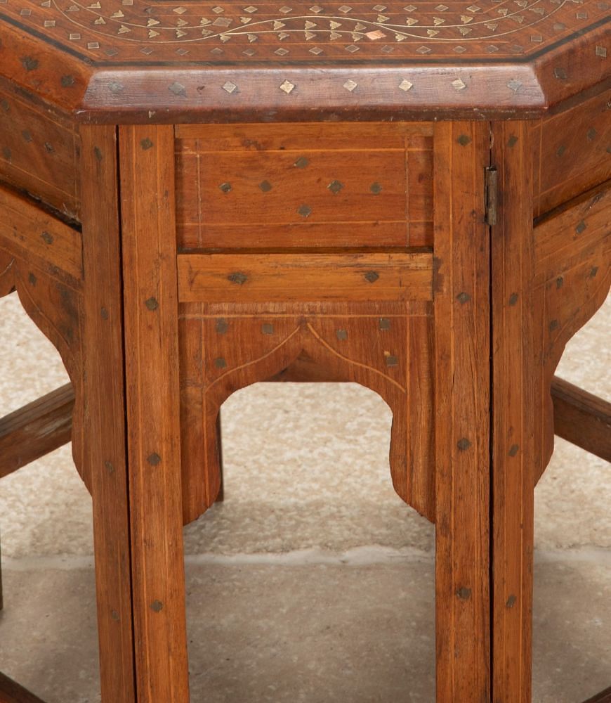 20th Century Anglo-Indian Teak and Brass Octagonal Hoshiarpur Table TC7043103
