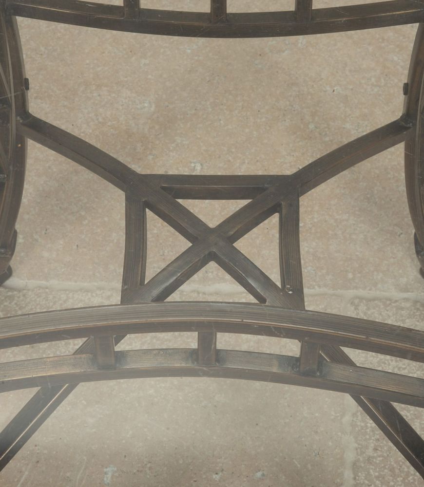 Mid-Century English Iron Dining Table with Scalloped Glass Top TD0743314