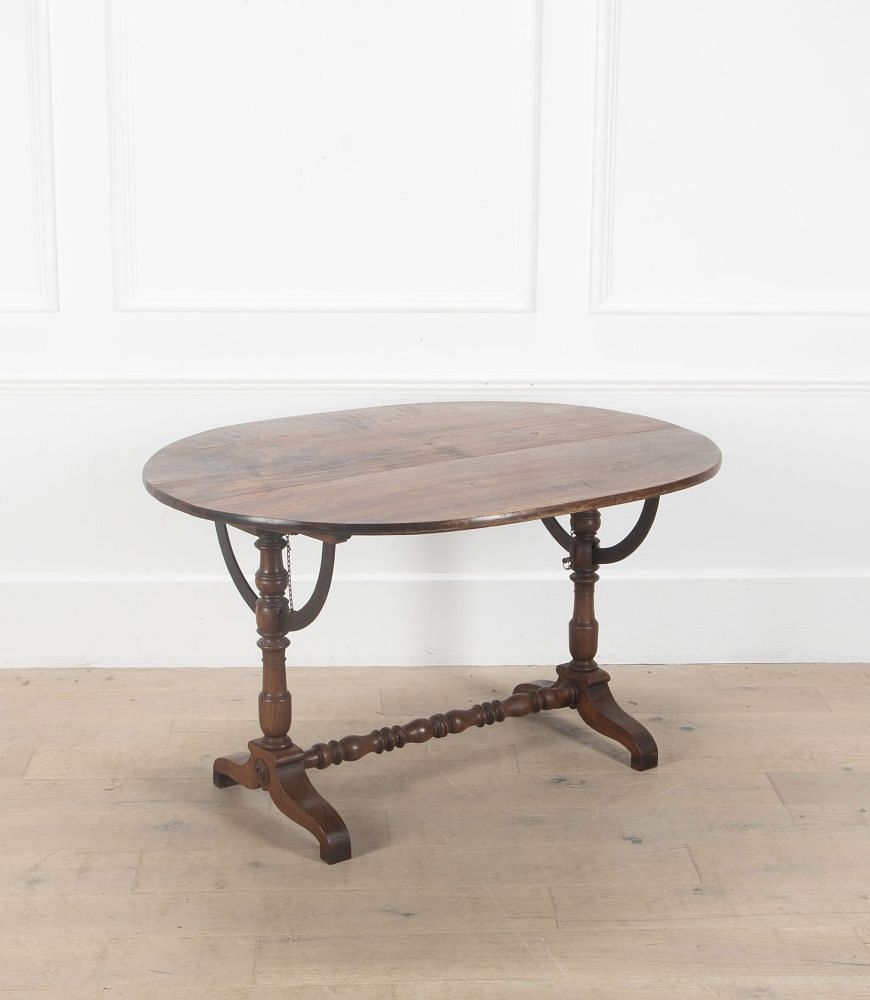 Large 19th Century French Oval Folding Vineyard Table TD1538447