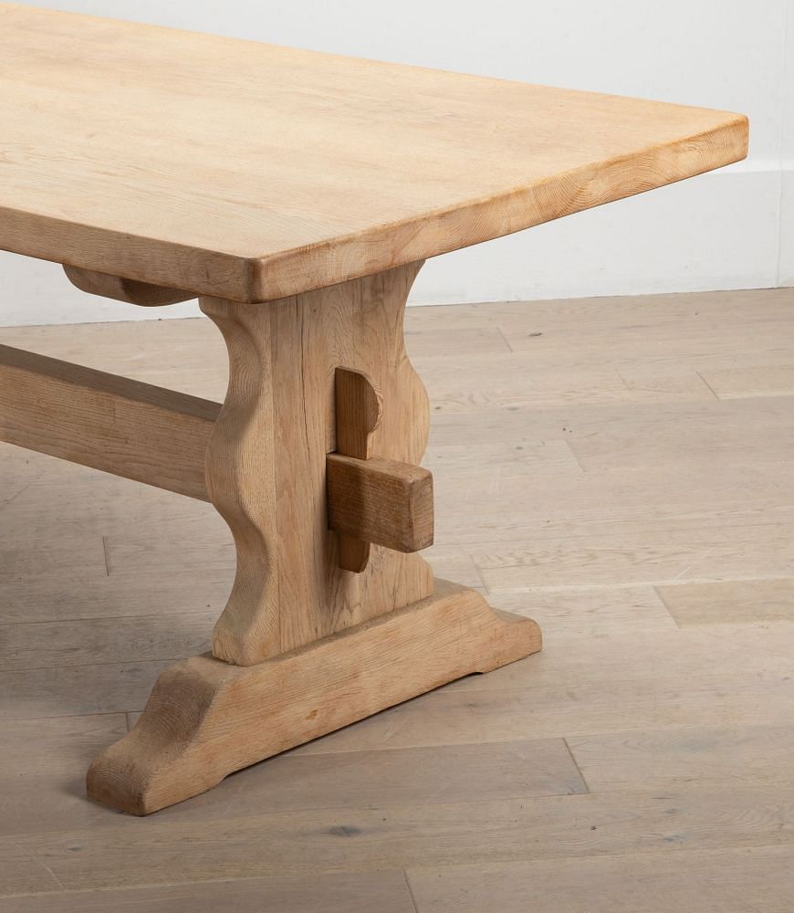 Large 20th Century French Bleached Oak Farmhouse Trestle Table TD3439250