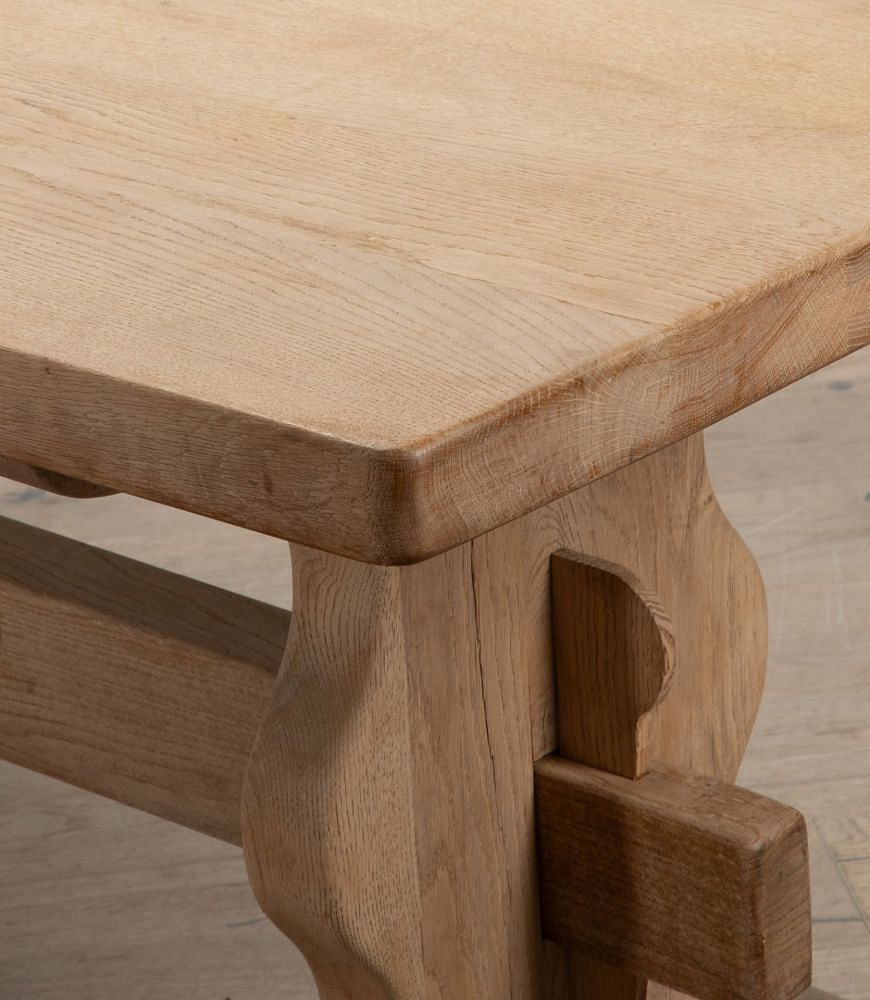Large 20th Century French Bleached Oak Farmhouse Trestle Table TD3439250