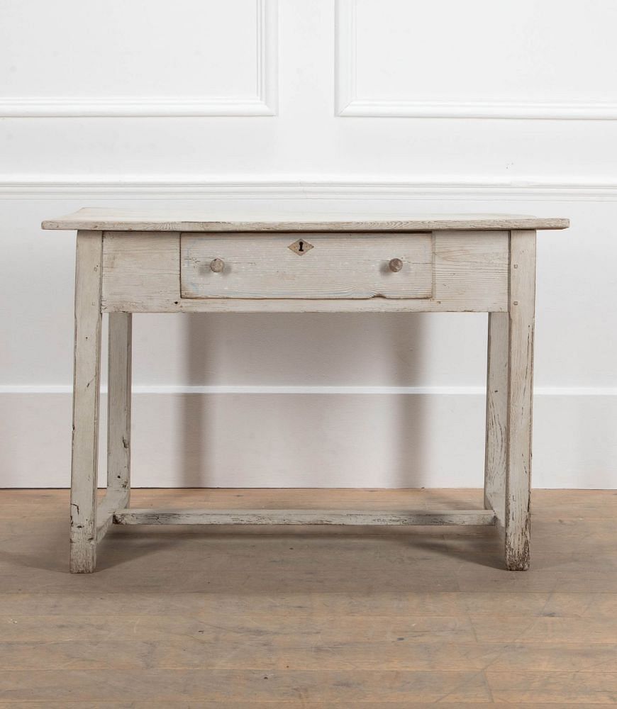 19th Century French Provincial Farmhouse Painted Pine Kitchen Table TS5641509