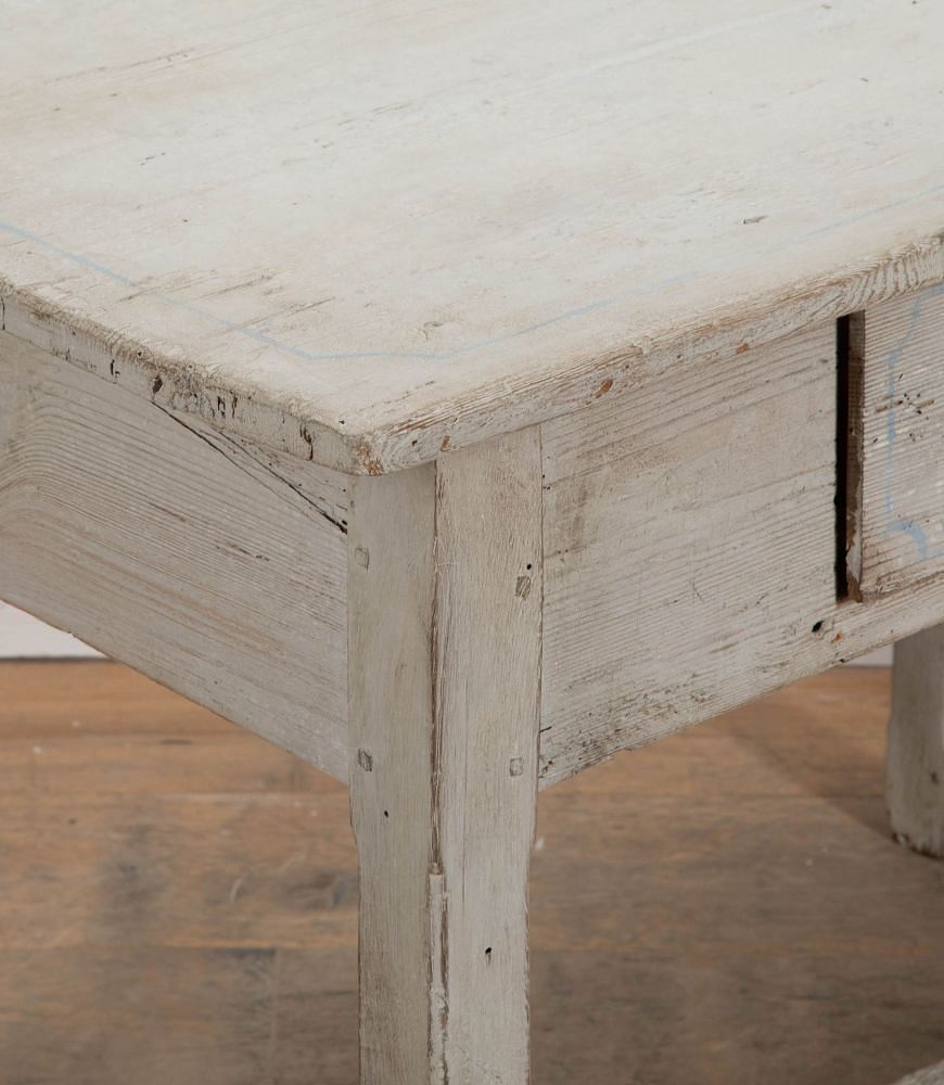 19th Century French Provincial Farmhouse Painted Pine Kitchen Table TS5641509