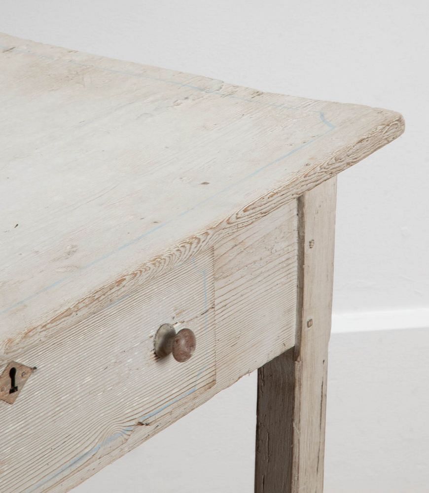19th Century French Provincial Farmhouse Painted Pine Kitchen Table TS5641509