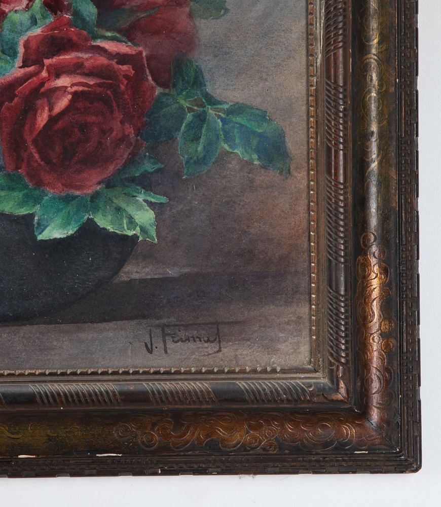 19th Century French Flower Oil Painting by E. Filliard WD026239