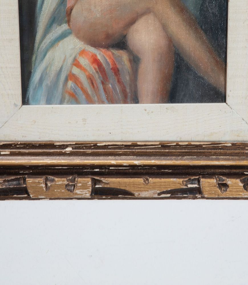20th Century Art Nouveau Original Semi Nude Oil Painting WD0739230