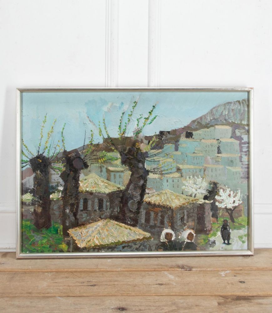 20th Century Swedish Oil Painting, 'Figures in a Southern Town' WD1240918