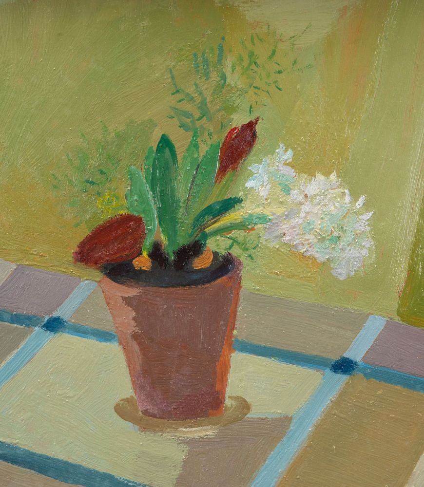 1930s Swedish Oil on Board Painting 'Windowsill Still Life' WD1241813