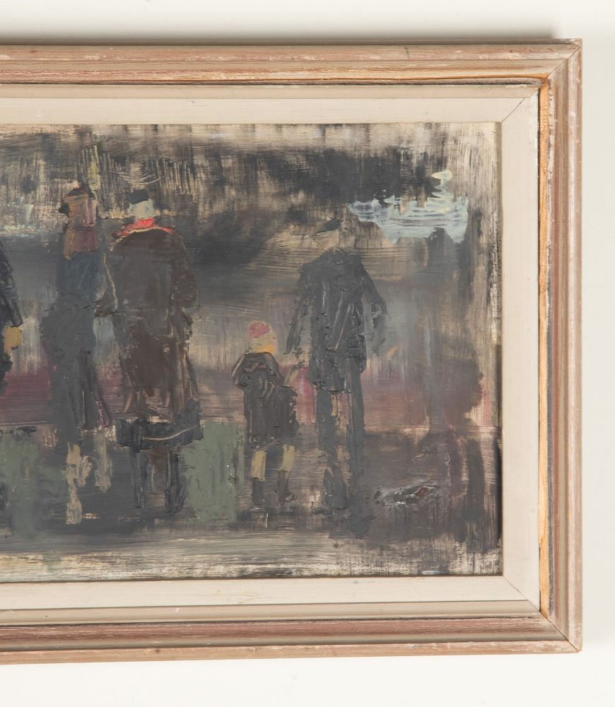 Mid-Century Swedish Original Oil on Board Painting 'Spectators' WD1243047