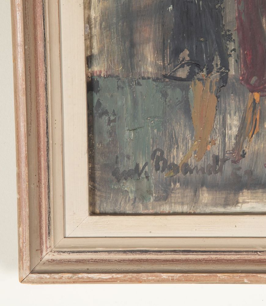 Mid-Century Swedish Original Oil on Board Painting 'Spectators' WD1243047