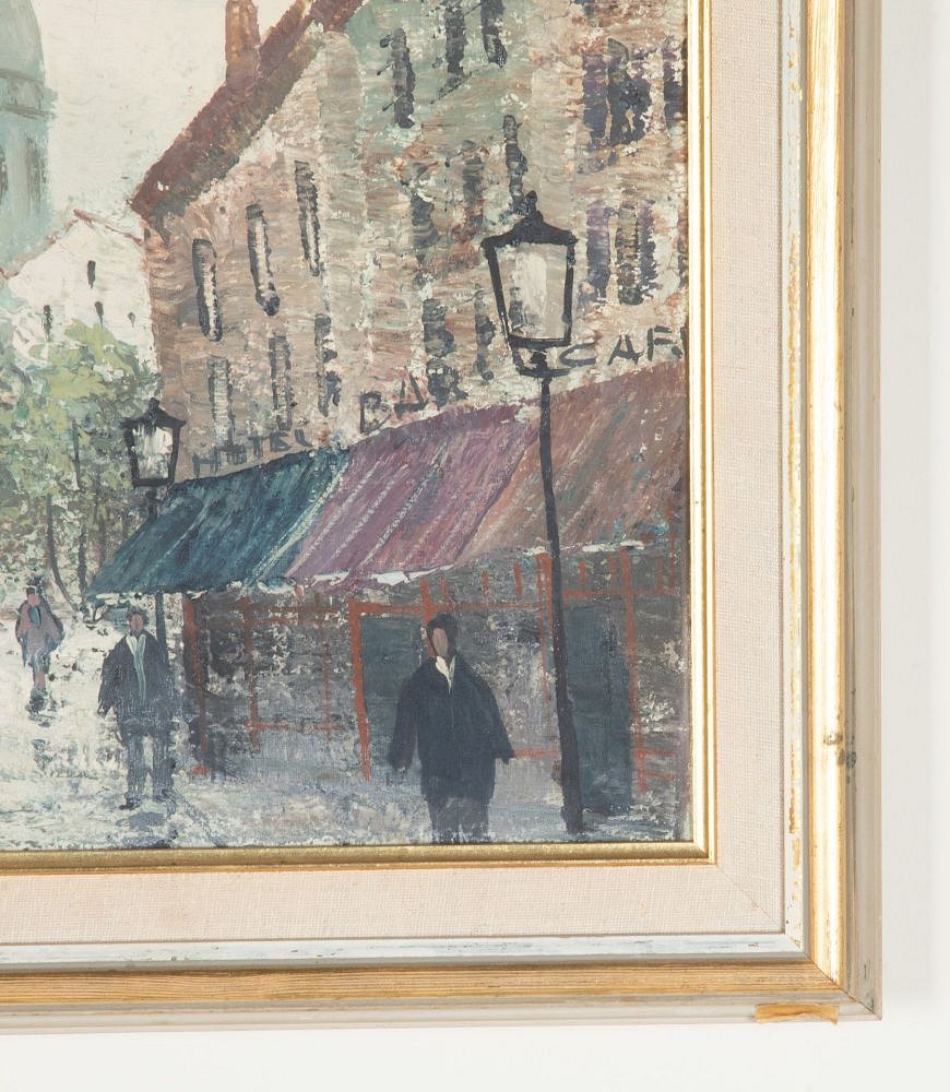 Mid-Century European Original Oil on Board Painting 'After Rain, Montmartre' WD1243050