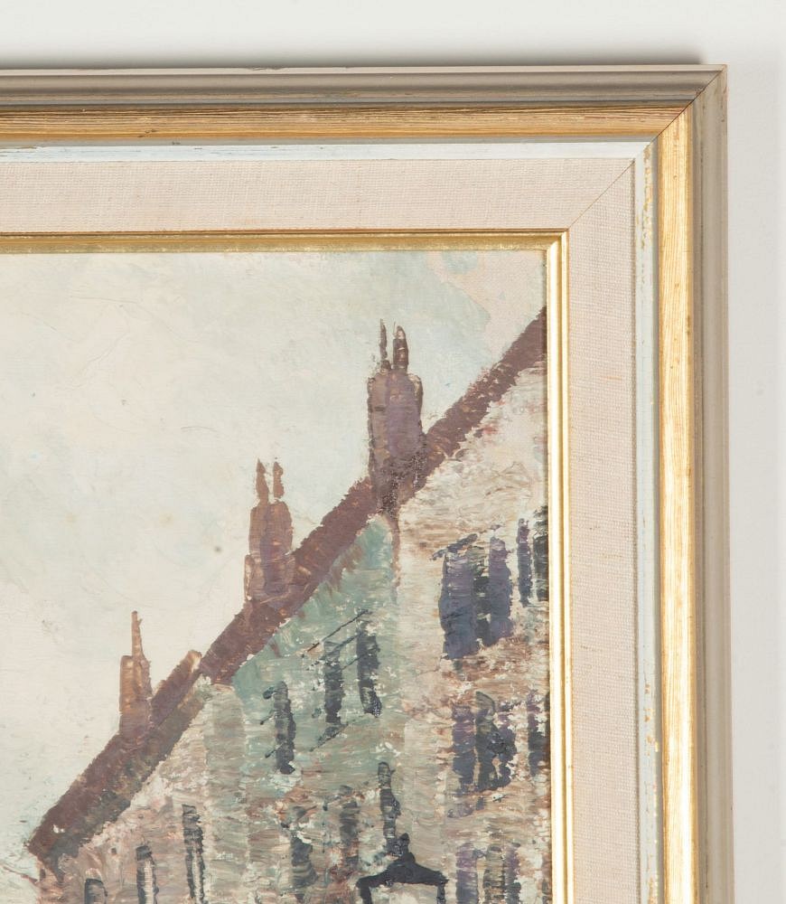 Mid-Century European Original Oil on Board Painting 'After Rain, Montmartre' WD1243050