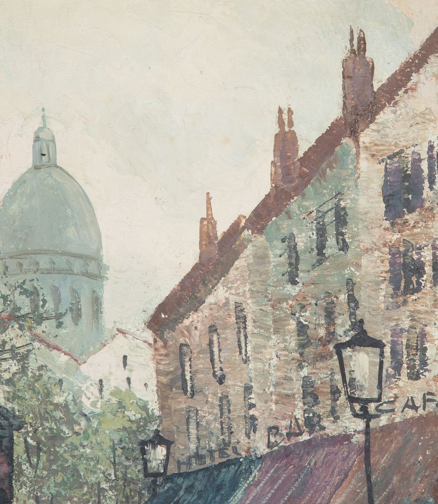 Mid-Century European Original Oil on Board Painting 'After Rain, Montmartre' WD1243050