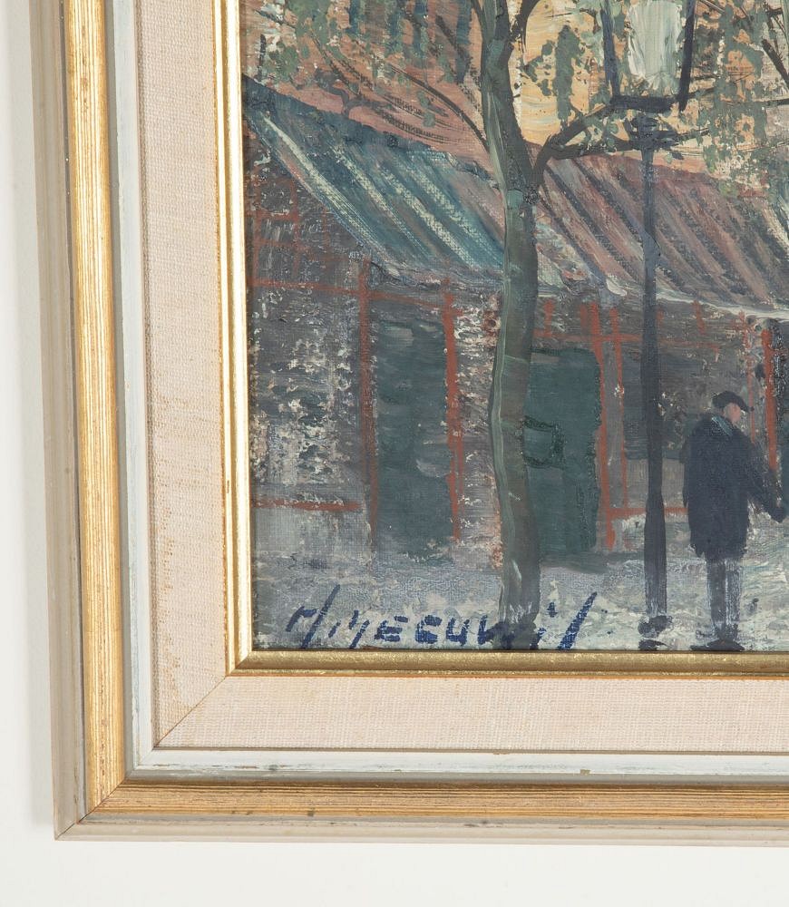 Mid-Century European Original Oil on Board Painting 'After Rain, Montmartre' WD1243050