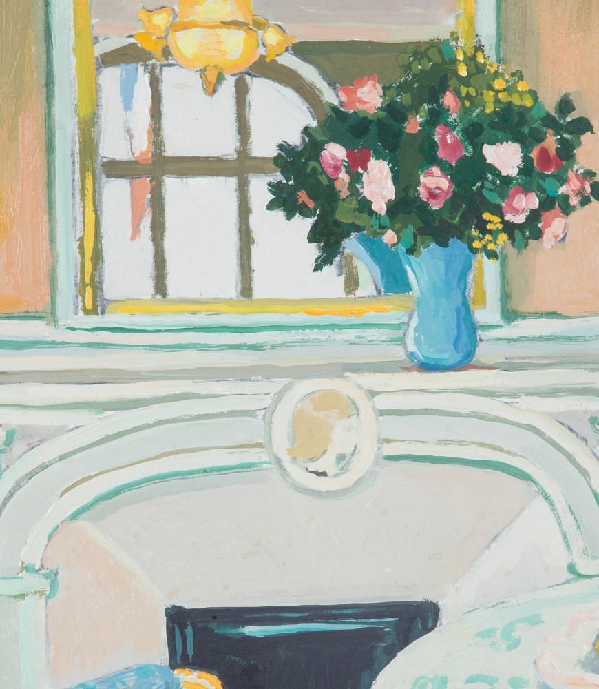 20th Century Swedish Original Oil on Board Painting 'Interior with Mantlepiece' WD1243051