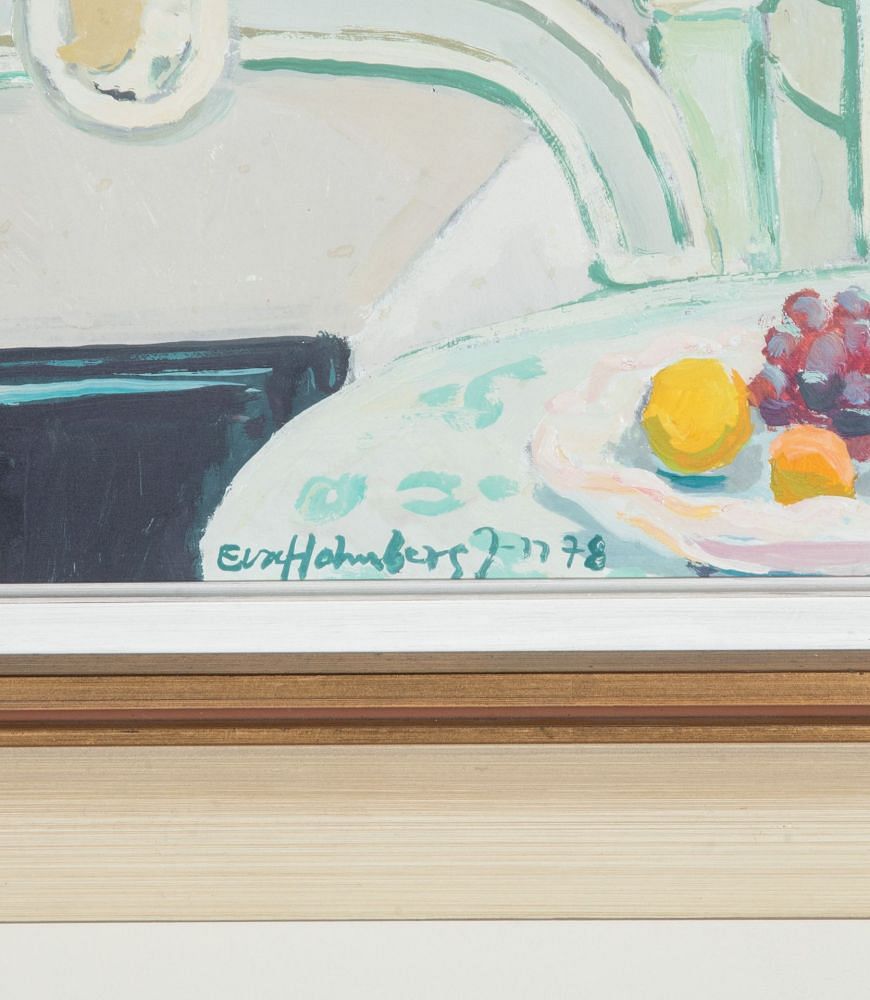20th Century Swedish Original Oil on Board Painting 'Interior with Mantlepiece' WD1243051