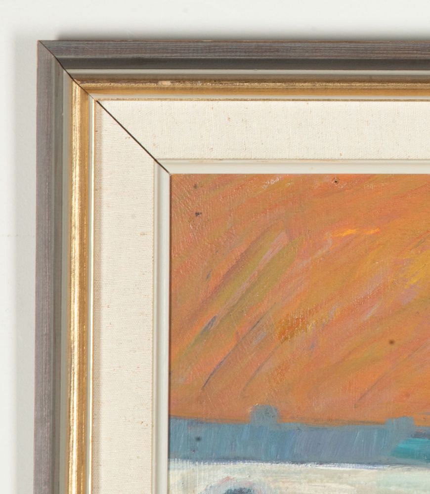 Mid-Century Swedish Oil on Board 'Gossiping in the Square' WD1243052