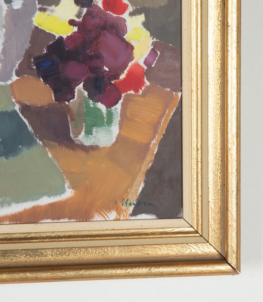 Mid-Century Swedish Oil on Canvas 'Still Life with Flowers and Books' WD1243056