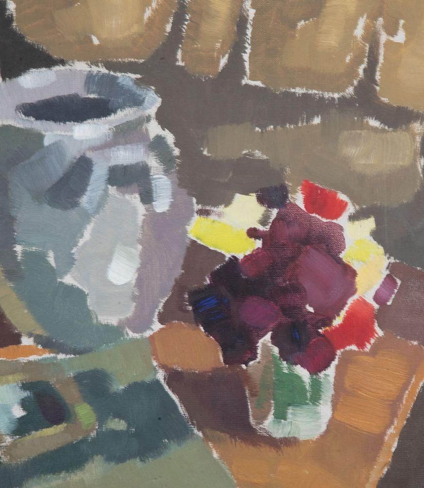 Mid-Century Swedish Oil on Canvas 'Still Life with Flowers and Books' WD1243056