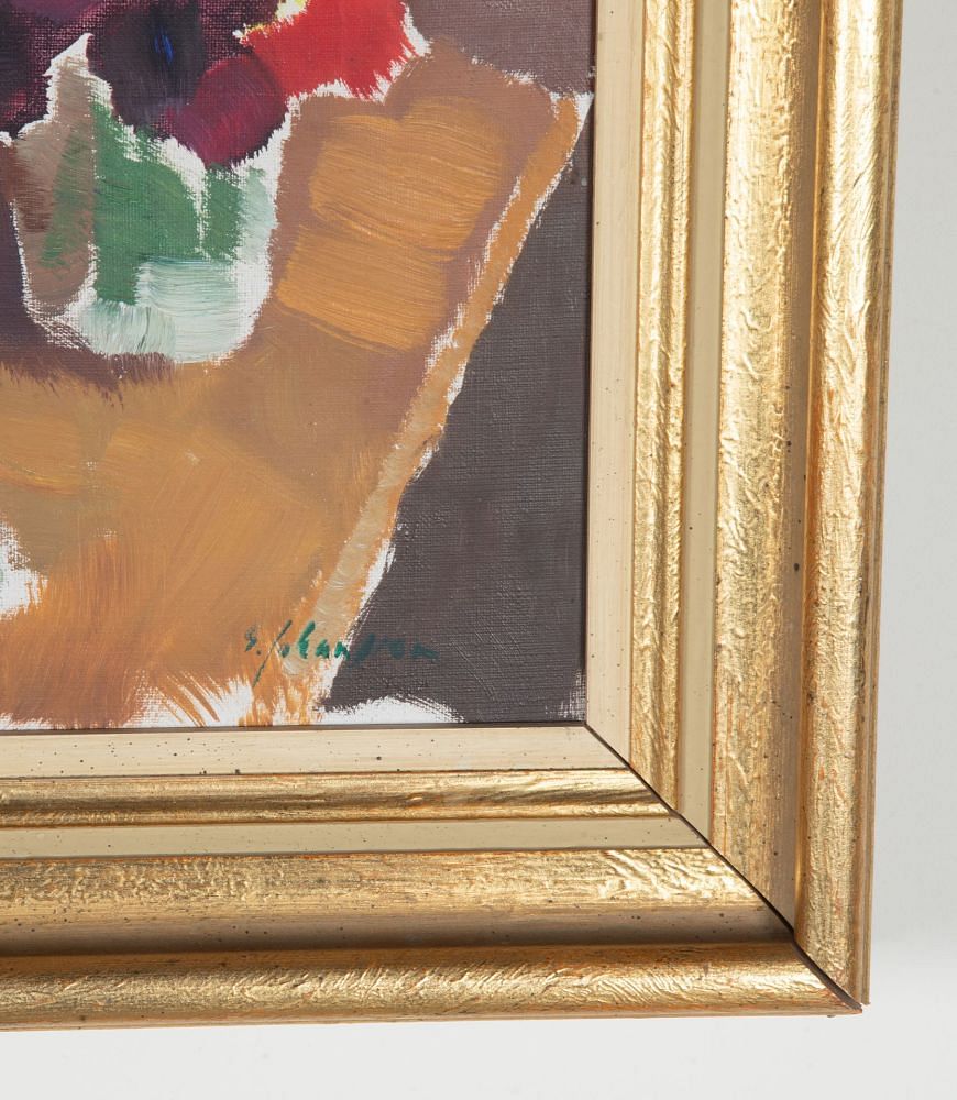 Mid-Century Swedish Oil on Canvas 'Still Life with Flowers and Books' WD1243056