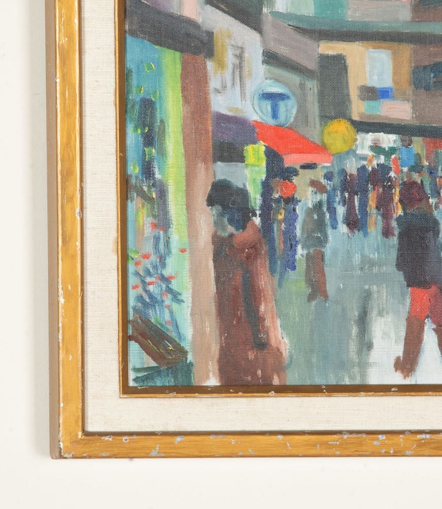 20th Century Swedish Oil on Canvas Painting 'Modernist Bridge Over a Civic Centre' by Harry Wichmann (1926-93) WD1243057