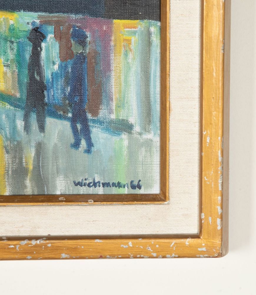 20th Century Swedish Oil on Canvas Painting 'Modernist Bridge Over a Civic Centre' by Harry Wichmann (1926-93) WD1243057
